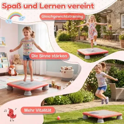 Mini-Trampolin für Kinder 65 cm Großes Trampolin-Sprungbrett mit Rutschfester EVA-Oberfläche Rot