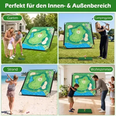 Golf Chipping Spiel Verstellbare Chipping-Matte mit Metallständer & 24 Bällen 181 x 255 x 125 cm