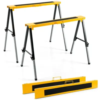 2er Set Sägeböcke Höhenverstellbar 63-88 cm in Stabiler A-Form Arbeitsbock aus Metall