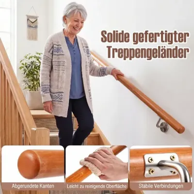 Lemn de bratara 120 cm balustrada pentru scari din lemn de fag cu suport de perete
