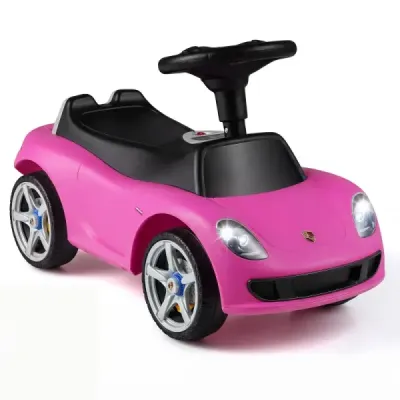 Porsche Lizenziertes Rutschauto für Kinder ab 18 Monaten Schiebeauto mit Hupe & Scheinwerfern Rosa