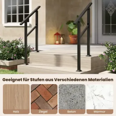 2er Set Handlauf Treppengeländer Seitliche Montage Eingangsgeländer mit flexiblem Winkelverstellung 70 cm