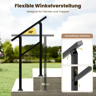 2er Set Handlauf Treppengeländer Seitliche Montage Eingangsgeländer mit flexiblem Winkelverstellung 70 cm