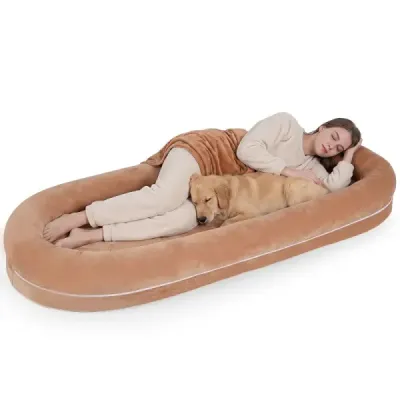 Hundebett mit Schaumstofffüllung & Rutschfester Unterseite 185 x 78 x 21cm Braun