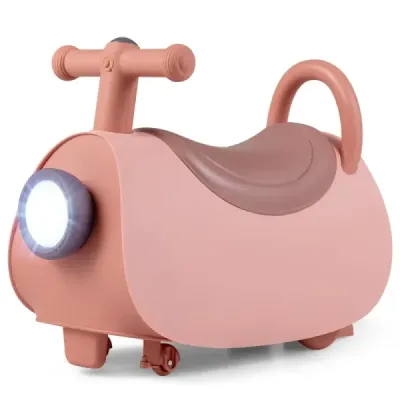 Kinder Rutschauto mit Musik & LED-Lichtern Rutschfahrzeug mit Stauraum unter dem Sitz Rosa