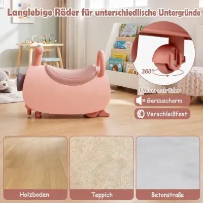 Kinder Rutschauto mit Musik & LED-Lichtern Rutschfahrzeug mit Stauraum unter dem Sitz Rosa