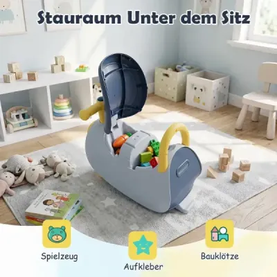 Kinder Rutschauto mit Musik & LED-Lichtern Rutschfahrzeug mit Stauraum unter dem Sitz Blau
