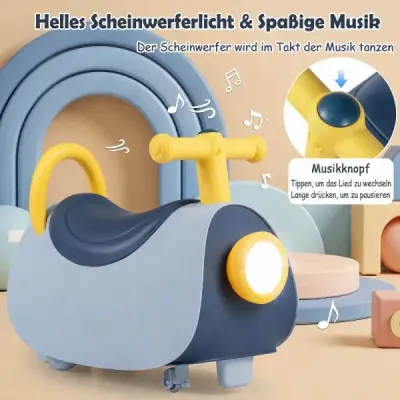 Kinder Rutschauto mit Musik & LED-Lichtern Rutschfahrzeug mit Stauraum unter dem Sitz Blau