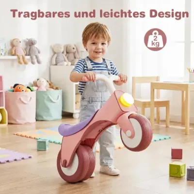 Kinder Laufrad mit Hellen Frontscheinwerfern & Bequemen Sitz Lauflernrad ohne Pedale Rosa