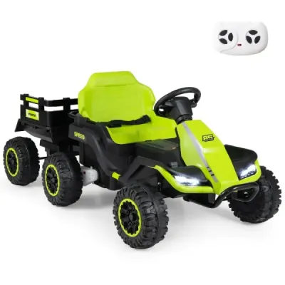 24 V Elektro Traktor Elektrotraktor für Kinder ab 3 Jahren Kindertraktor mit 2.4 GHz-Fernbedienung Grün
