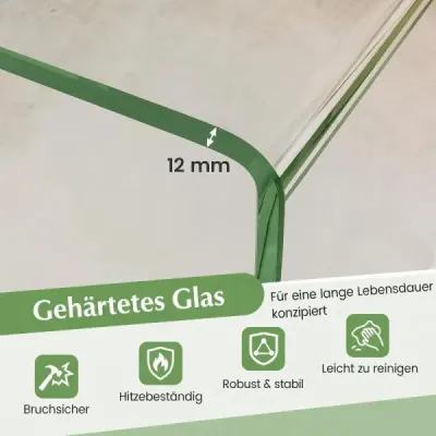Couchtisch Glastisch U-förmiger Beistelltisch aus Gehärtetem Glas 81,5 x 42 x 40 cm