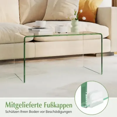 Couchtisch Glastisch U-förmiger Beistelltisch aus Gehärtetem Glas 81,5 x 42 x 40 cm