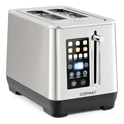 1000 W Edelstahl Toaster 2 Scheiben Langschlitztoaster mit LED-Touchscreen & 6 Bräunungsstufen