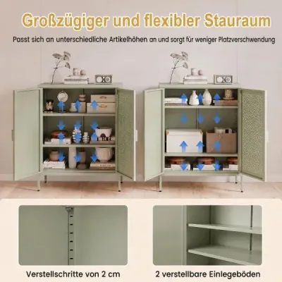 Metallschrank mit Verstellbarem Regal Aktenschrank mit Gitterblende 80 x 35 x 102 cm Grün