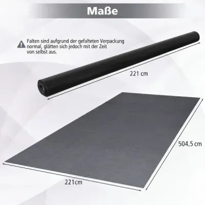 Garagenbodenmatte 504,5 x 221 cm Ölmatte Wiederverwendbar Rutschfeste Garagenmatte Grau