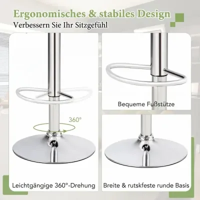 Barhocker Rückenlose Kneipenhocker aus PU-Leder mit Einstellbarer Höhe Schwarz