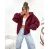 Ciepła bluza oversize z kapturem bordowa (821112)