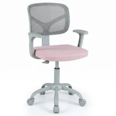 Ergonomischer Kinder Schreibtischstuhl mit Einstellbarer Höhe & Selbstsichernden Rädern Rosa