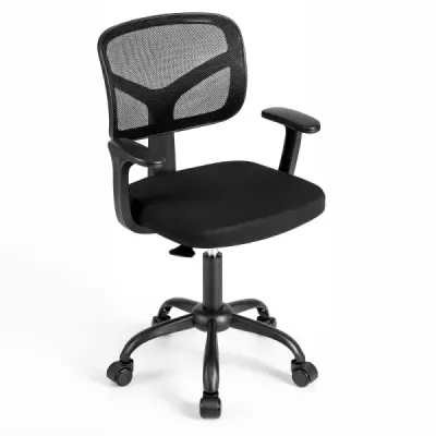Ergonomischer Kinder Schreibtischstuhl mit Einstellbarer Höhe & Selbstsichernden Rädern Schwarz