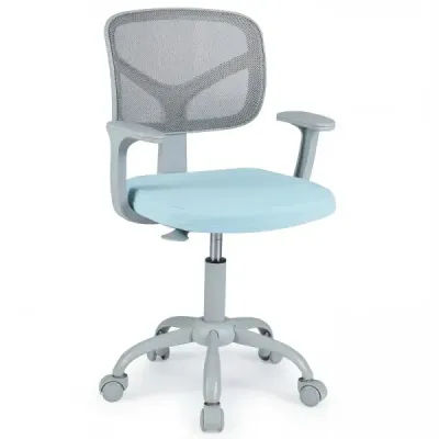 Ergonomischer Kinder Schreibtischstuhl mit Einstellbarer Höhe & Selbstsichernden Rädern Blau