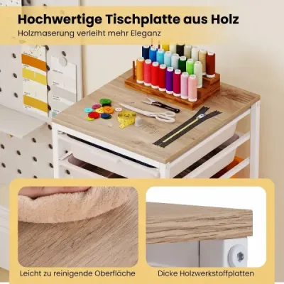 Rollwagen mit 10 Stapelbaren Schubladen & Griffen Rollcontainer 37 x 32,5 x 85 cm Macaron