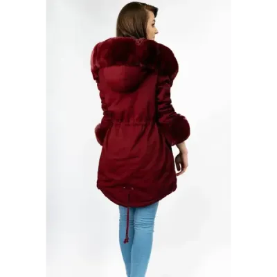 Cuplu de iarna pentru femei de bumbac cu blana de burgundy (xw801-3x)
