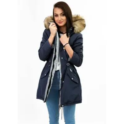Jacheta de iarnă cu două fețe cu glugă gri marină (w210)