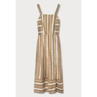 Rochie de bumbac cu butoane maro (345art)