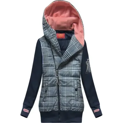 BLUZA Z ŁĄCZONYCH MATERIAŁÓW GRANATOWA (611A)