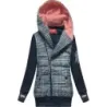 BLUZA Z ŁĄCZONYCH MATERIAŁÓW GRANATOWA (611A)