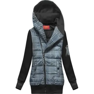 BLUZA Z ŁĄCZONYCH MATERIAŁÓW GRANATOWO-CZARNA (611A)