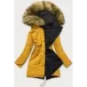 Jachetă de iarnă cu două fețe femei galben-negru (m-136)