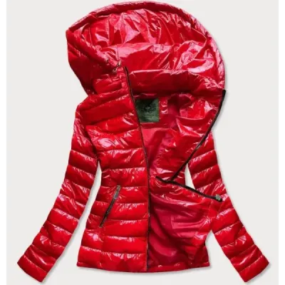 Jacheta scurta pentru femei cu gluga rosie (can-333)