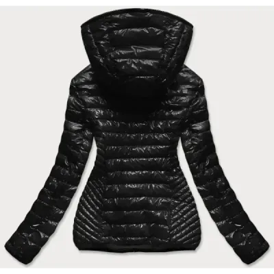 Jacheta de damă murată cu glugă neagră (b9561)
