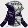 Jacheta de femeie cu plapumă lucioasă cu glugă marină (b9560)