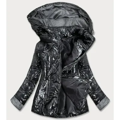 Sacou negru pentru femei Glossy (b9573)