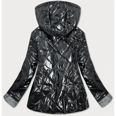 Sacou negru pentru femei Glossy (b9573)