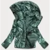 Sacou pentru femei lucios cu glugă verde (b9575)
