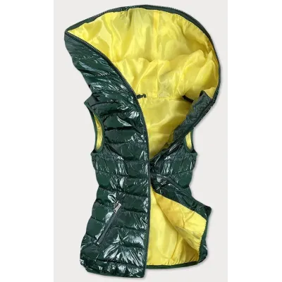 Vestă pentru femei cu garnitură verde de contrast (b9549)
