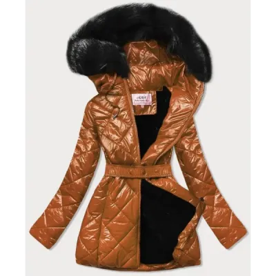 Jacheta de iarna stralucitoare pe urs caramel (w756)