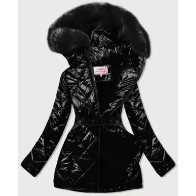 Jacheta lucioasa de iarna pe urs negru cu blana neagra (w756)