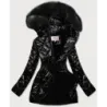Jacheta lucioasa de iarna pe urs negru cu blana neagra (w756)