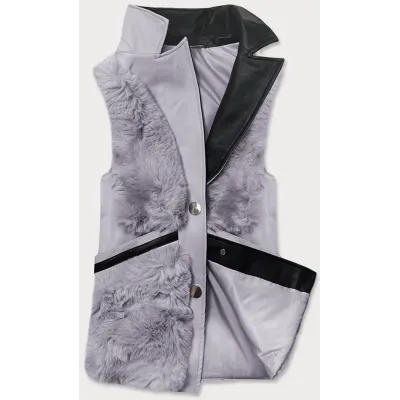 Vestă ecologică elegantă și blană gri (br9593-102)