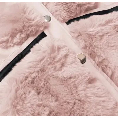 Vestă elegantă din piele ecologică și blană de somon (br9593-12)