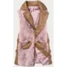 Vestă elegantă din piele ecologică și blană roz caramelizată (br9592-51022)
