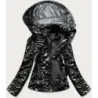 Sacou negru pentru femei lucioase (b9756-1)