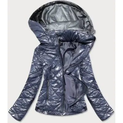 Geaca gri-albastră a femeilor Glossy (b9756-72)