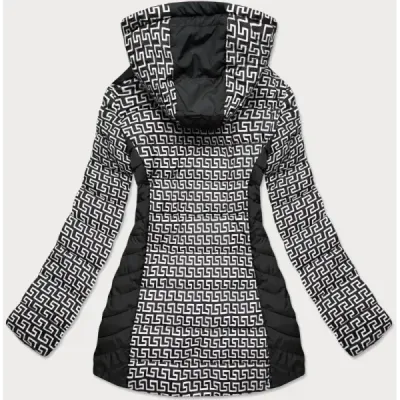 Sacou model pentru femei cu gluga alb-negru (in715)