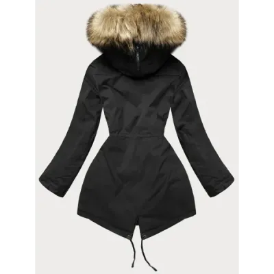 Jacheta de iarna roz cu blana neagra (m-137)
