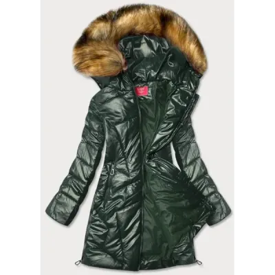 Jacheta de iarnă lucioasă verde închis (m-21008)